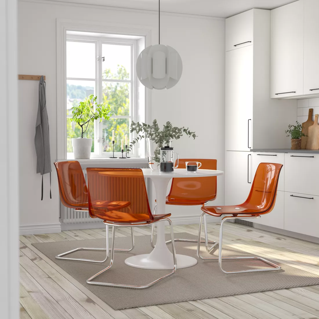 IKEA Ibiza - TOBIAS chair, brown/red/chrome plated