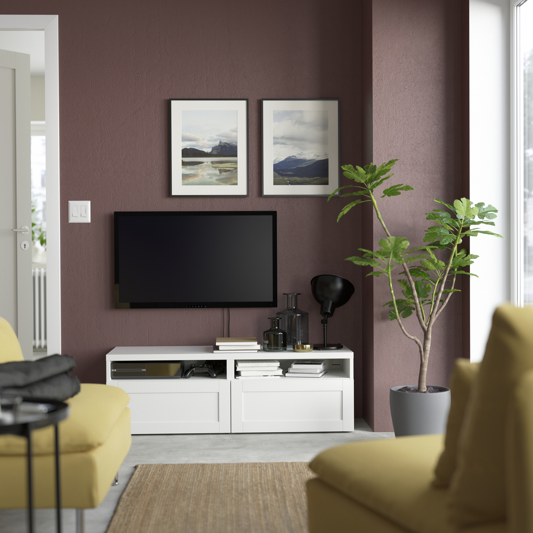 BESTÅ, mueble TV con riel para cajón, cierre suave. 2 de 8 open dialog