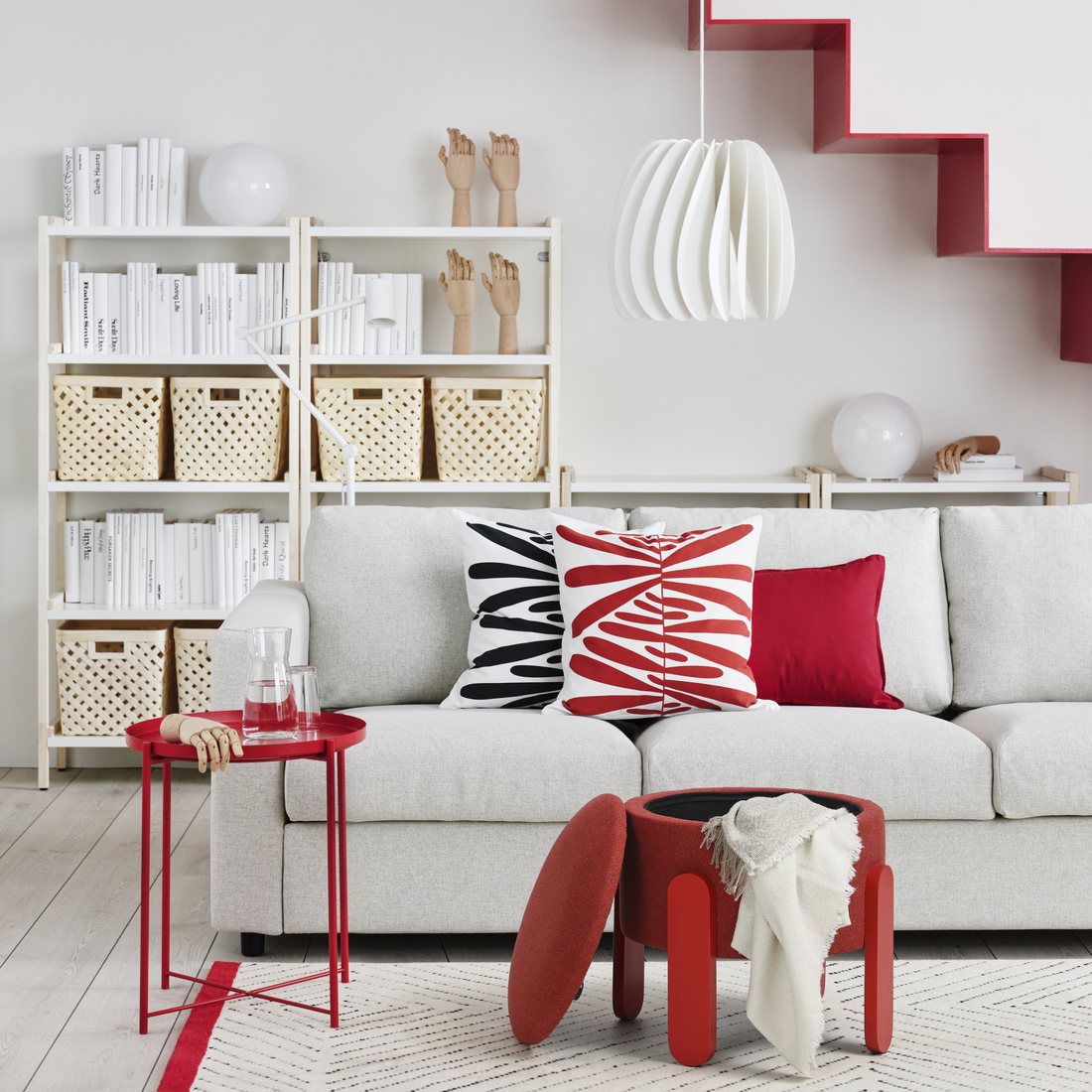 FÖRLUNDA, pouffe with storage. 5 of 7 open dialog