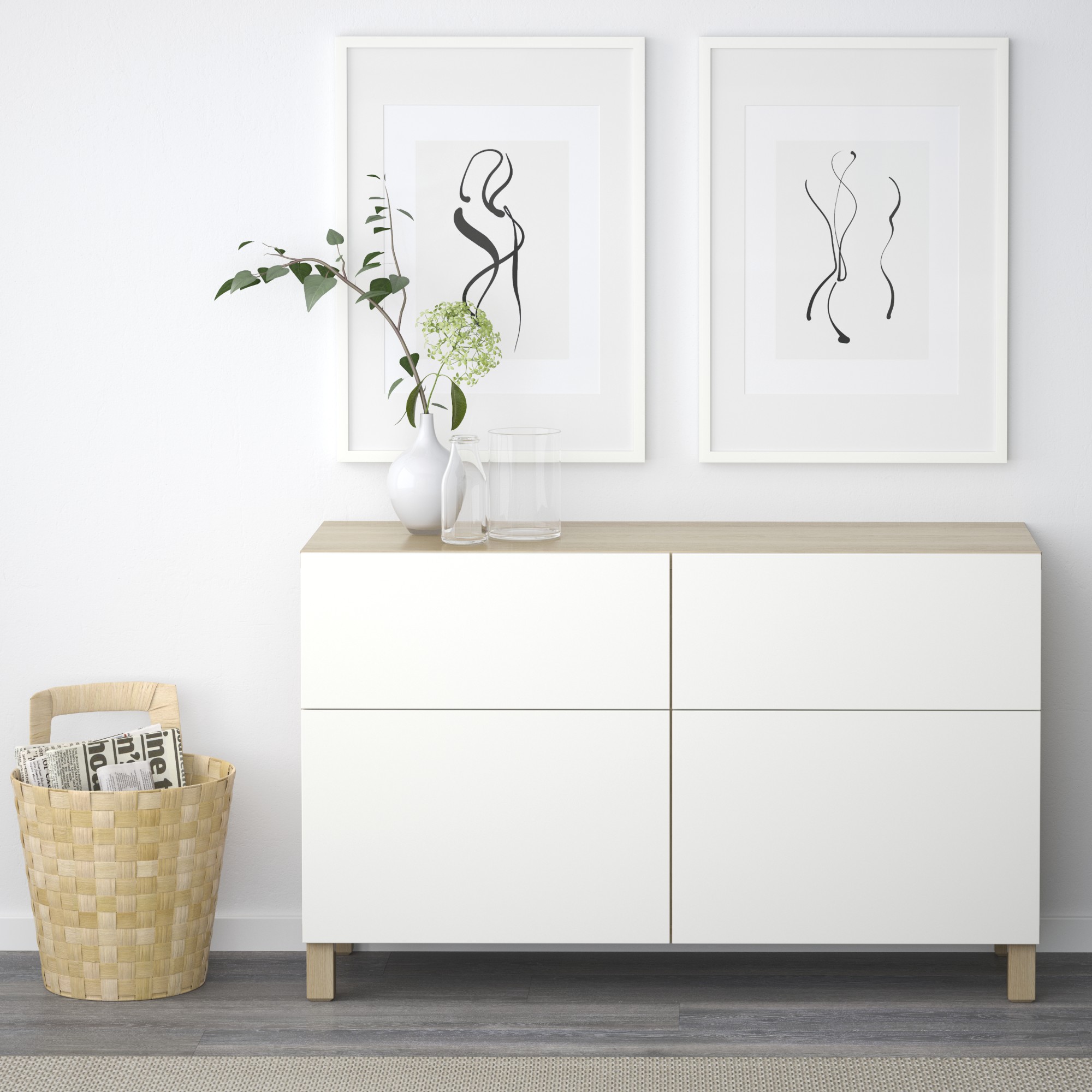 BESTÅ, aparador con riel para cajón, cierre suave. 2 de 4 open dialog