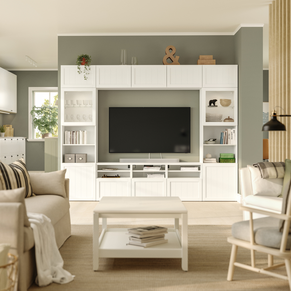 BESTÅ, mueble TV con riel para cajón con cierre suave. 2 de 4 abrir diálogo
