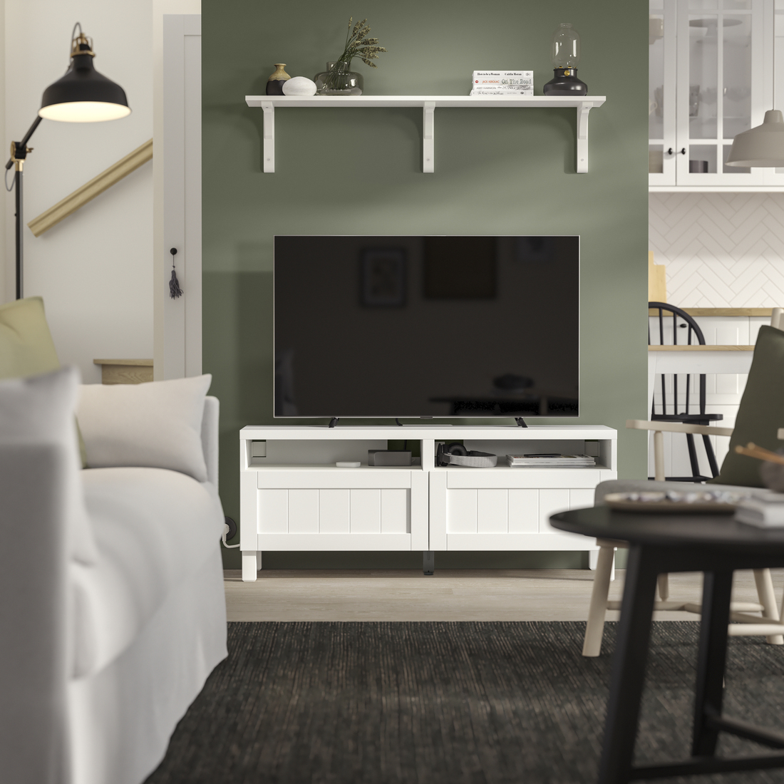 BESTÅ, TV unit with drawer runner, soft-closing. 2 of 6 open dialog