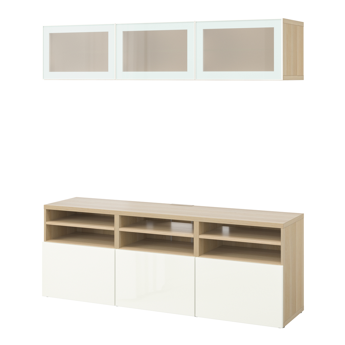 Select colour variation: SELSVIKEN high gloss white / GLASSVIK green frosted glass