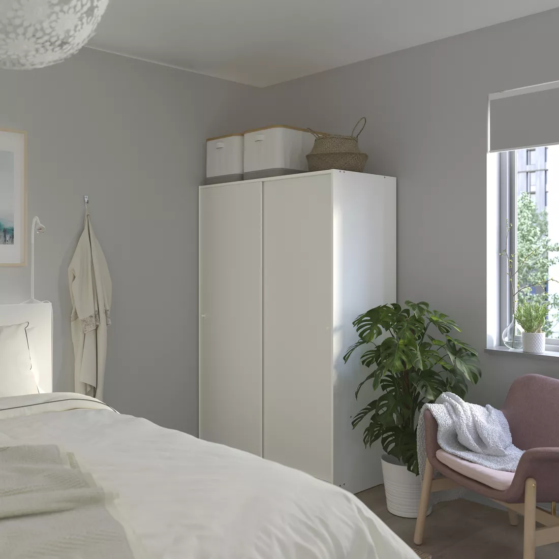 IKEA Santo Domingo - KLEPPSTAD wardrobe, 2 sliding doors, white