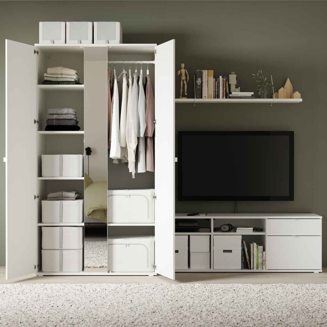 VIHALS, combinación de armario y mueble TV. 2 de 6 open dialog
