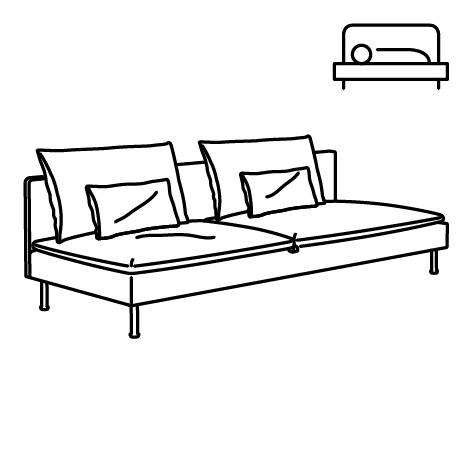 SÖDERHAMN frame, 3-seat sofa-bed section 