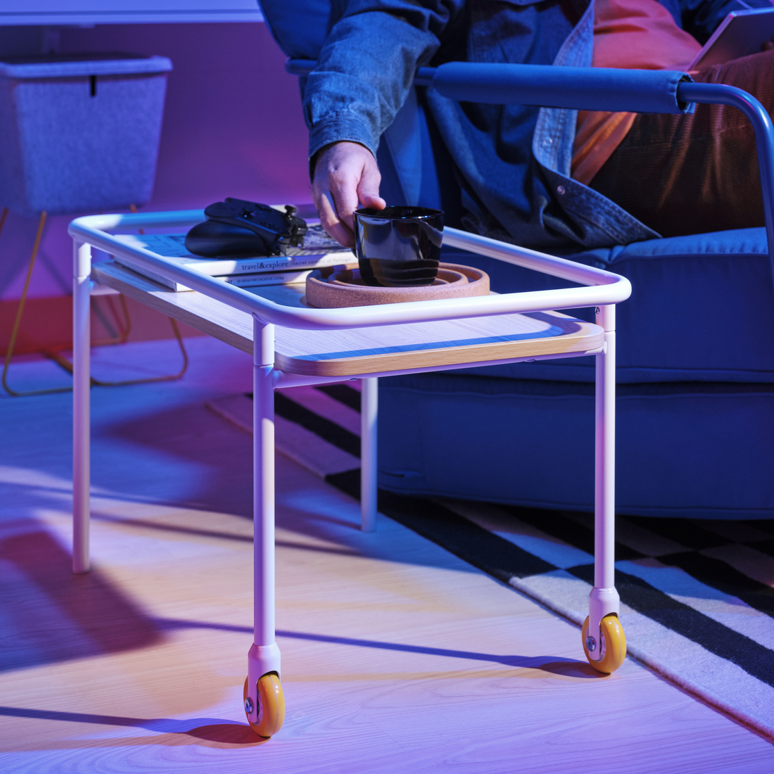 BRÄNNBOLL, side table on casters. 4 of 4 open dialog