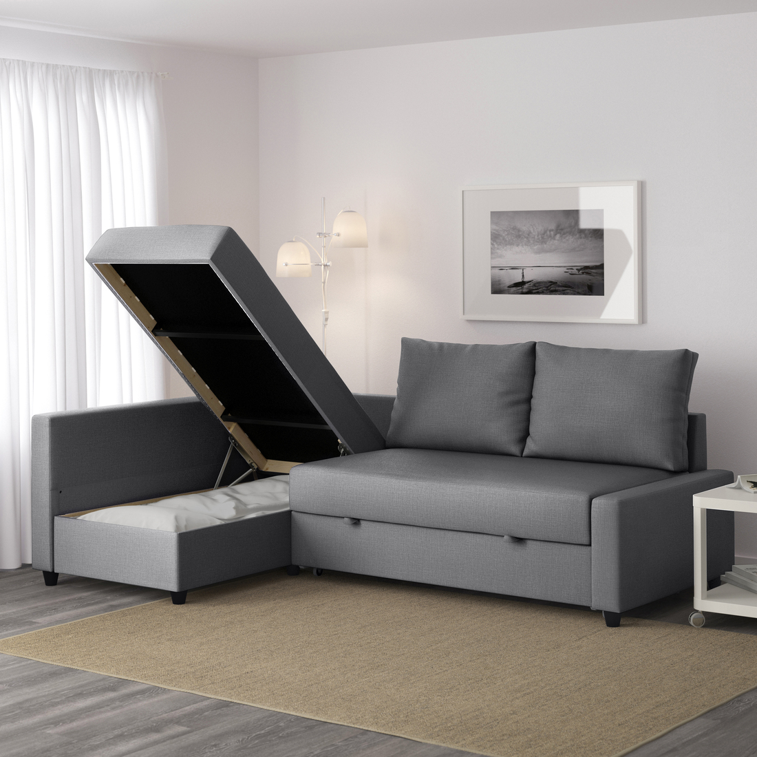 FRIHETEN, 3 seat sofa bed with chaiselongue. 4 of 12 open dialog