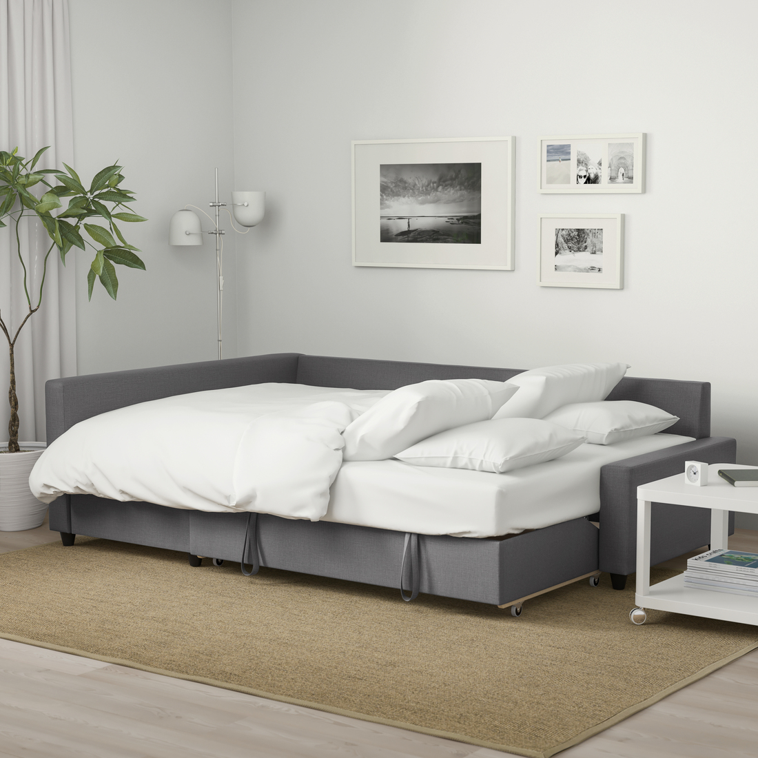 FRIHETEN, 3 seat sofa bed with chaiselongue. 3 of 12 open dialog