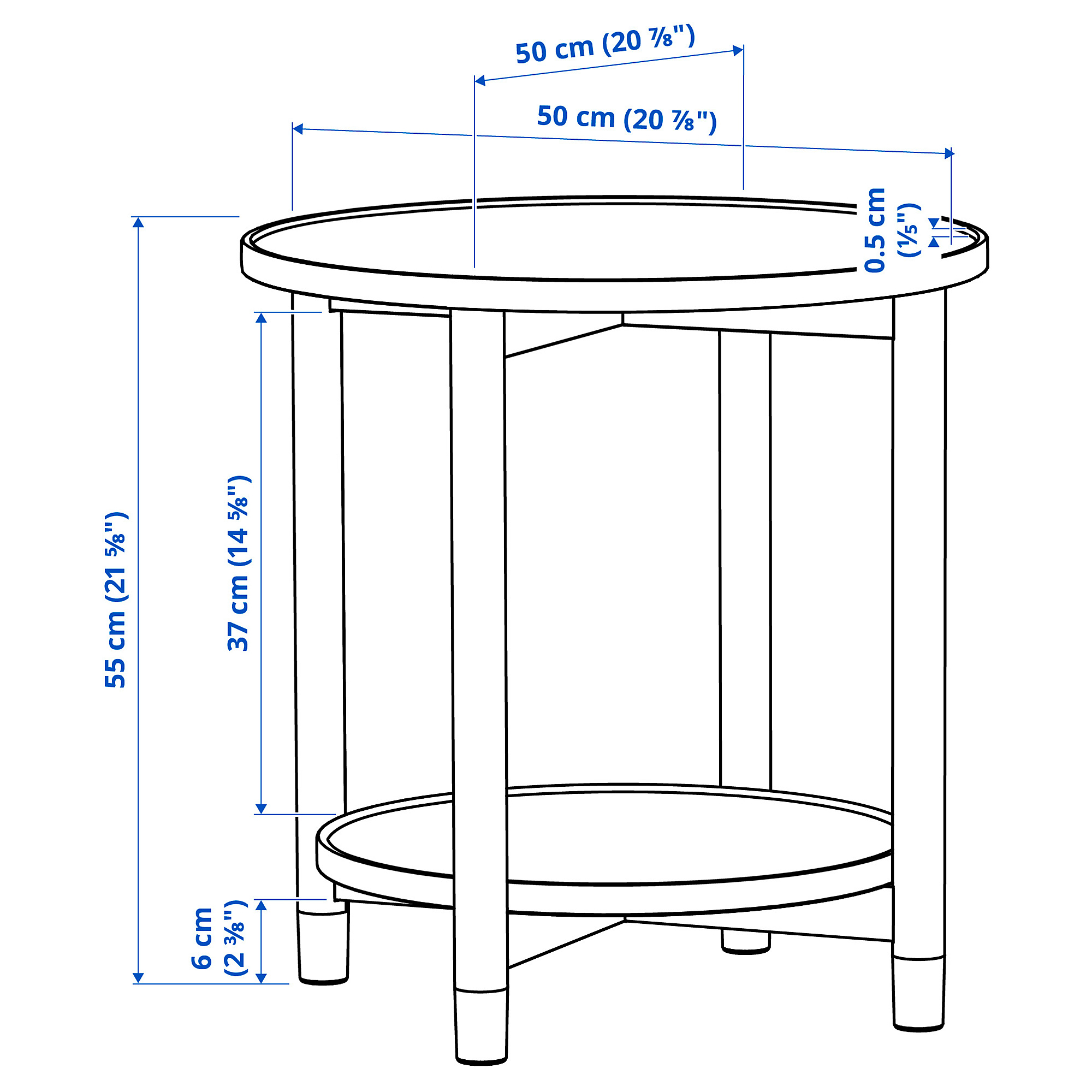Measurement Illustration - VALNÄS side table