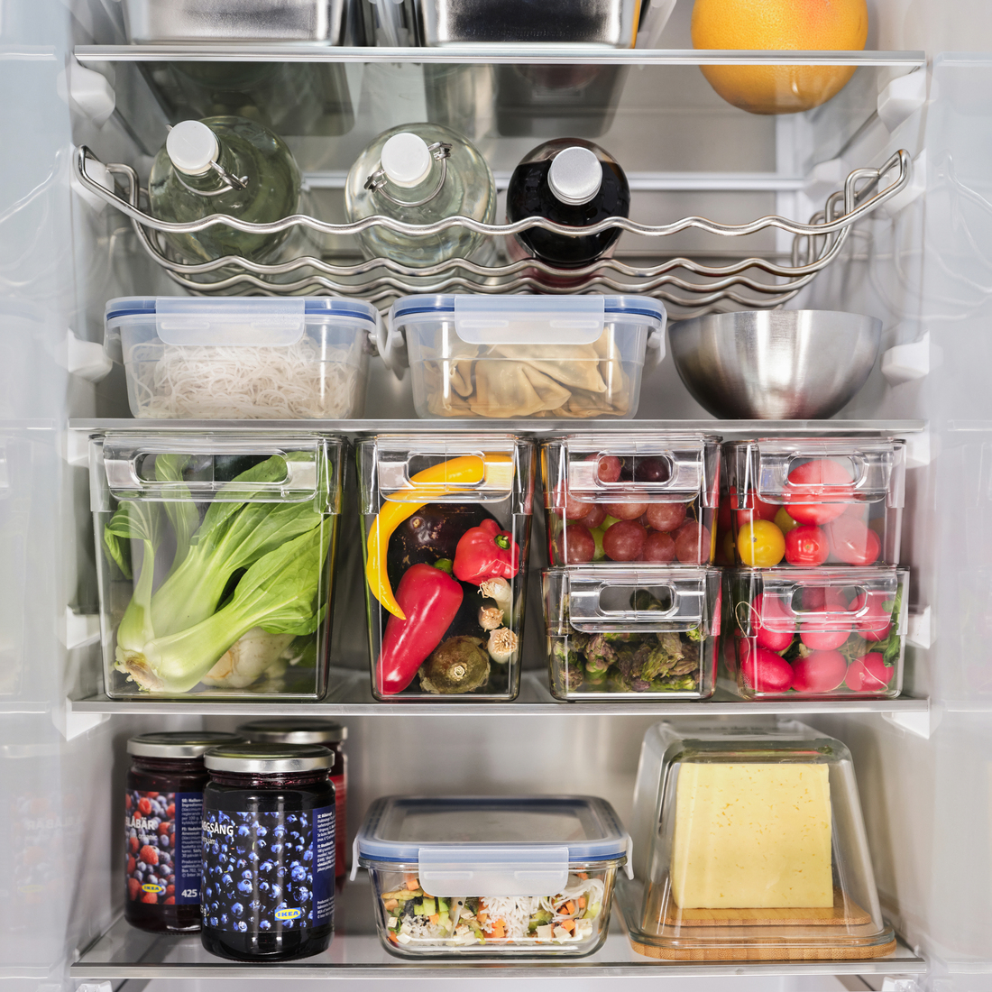 KLIPPKAKTUS, storage box for fridge set of 6. 3 of 4 open dialog