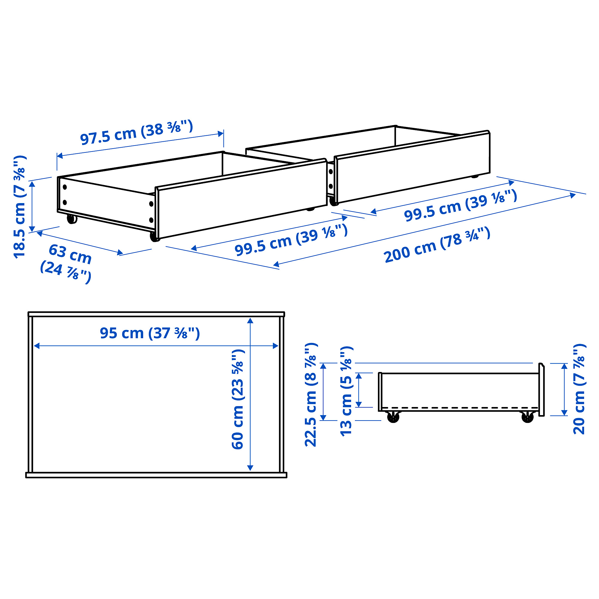 FÅGELFJÄLLET, cajones de almacenaje para cama. 4 de 4 abrir diálogo