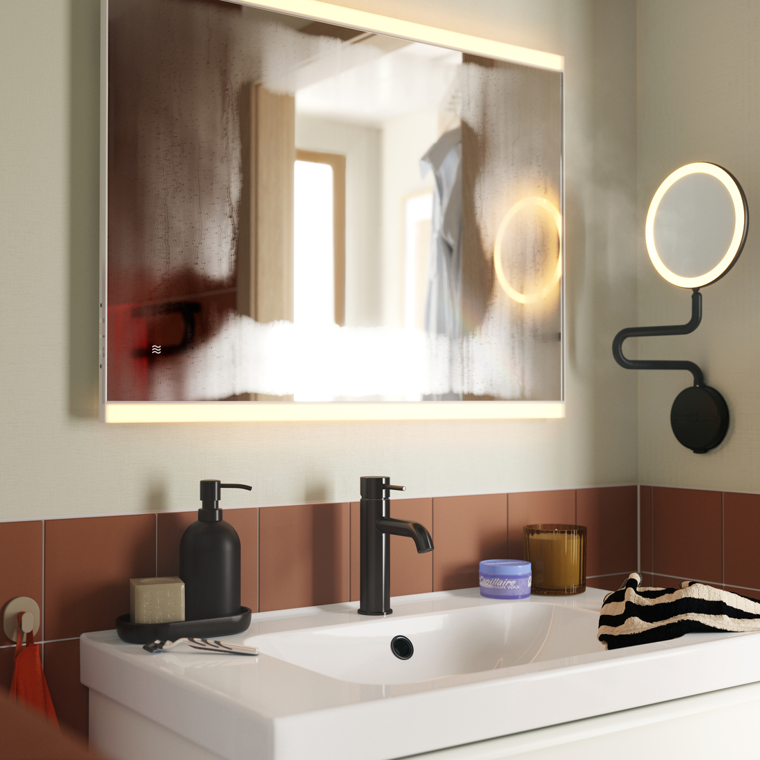 KÄRRSJÖN, mirror with built-in light. 3 of 4 open dialog