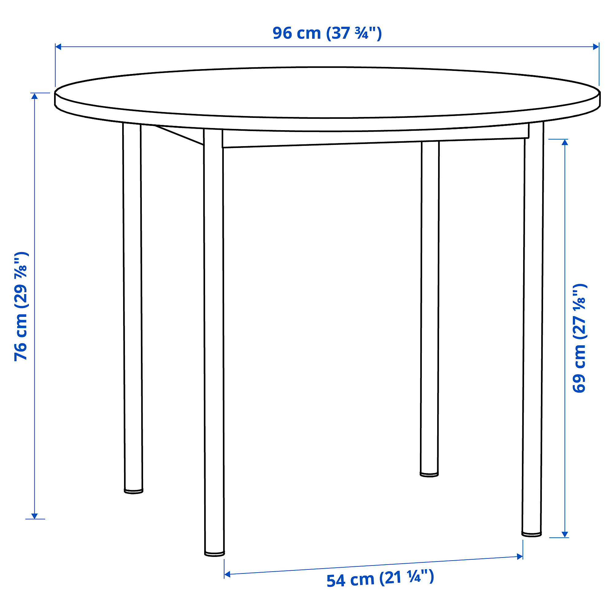Measurement Illustration - IKEA PS 2026/VIHALS round table and 4 chairs