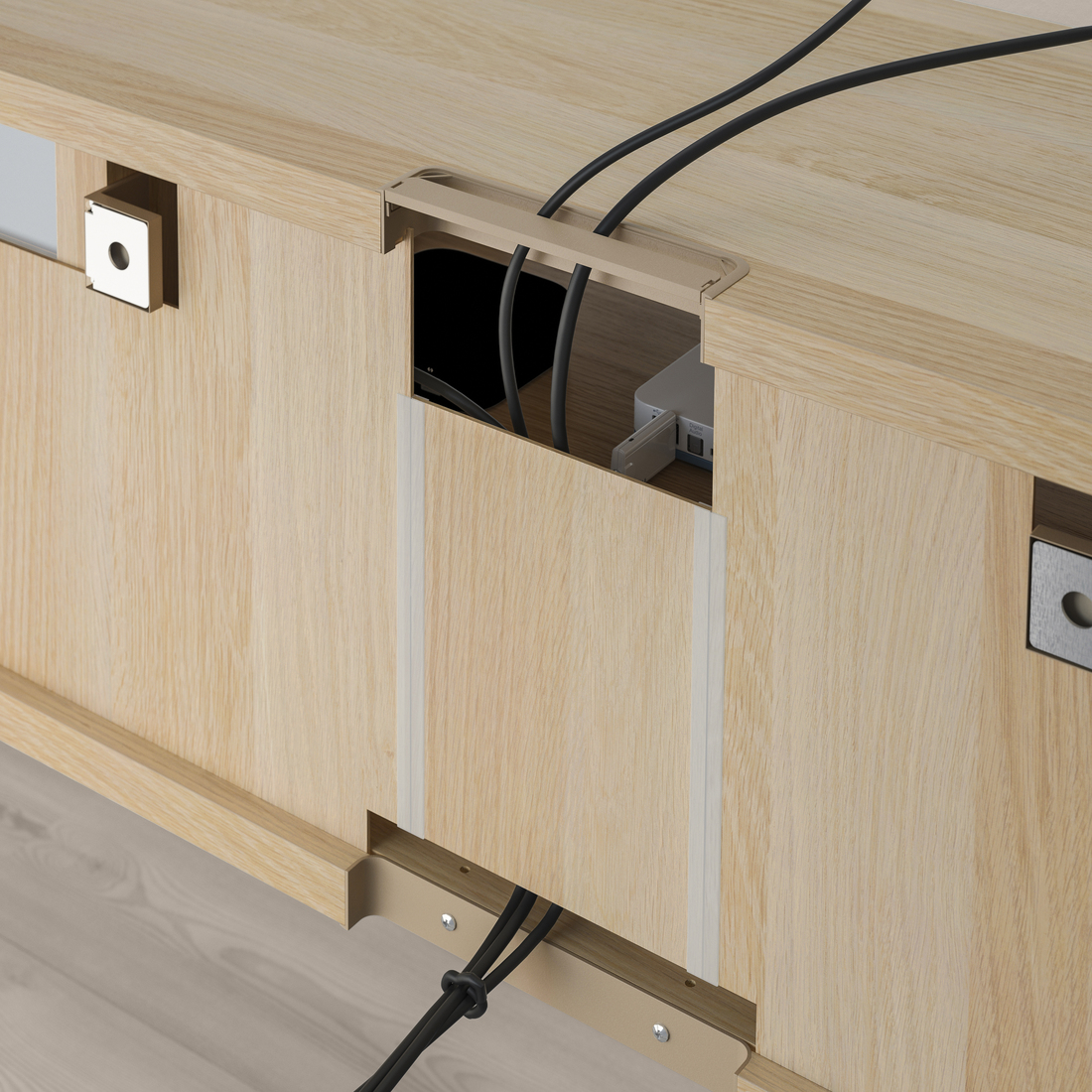 BESTÅ, mueble para TV con riel para cajón apertura a presión. 4 de 7 abrir diálogo
