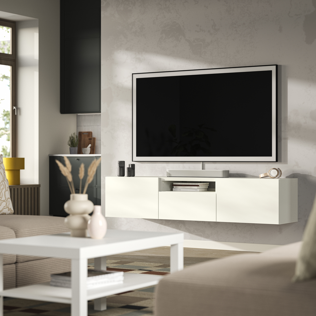 BESTÅ, mueble para TV Riel con para cajón cierre suave. 2 de 8 abrir diálogo