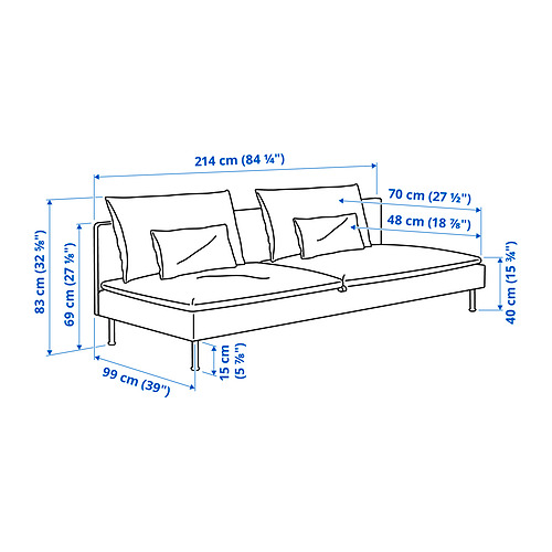 SÖDERHAMN, 3 seat sofa-bed section. 4 of 5 open dialog