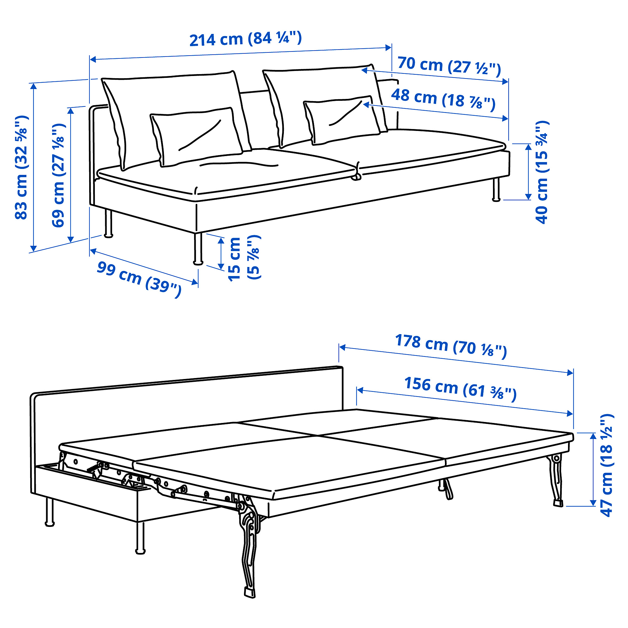 SÖDERHAMN, 3 seat sofa-bed section. 5 of 5 open dialog