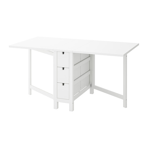 NORDEN/KYRRE, mesa de alas abatibles y 4 taburetes, Blanco