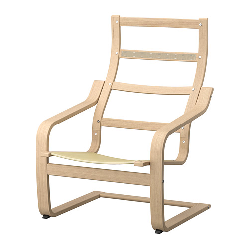 POÄNG, sillón y reposapiés, Chapa roble tinte blanco
