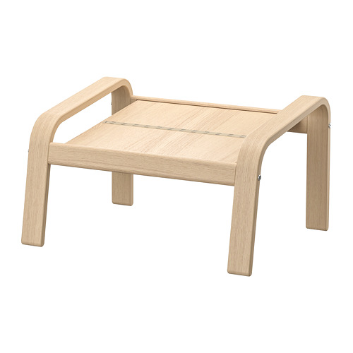 POÄNG, ottoman, White stained oak veneer