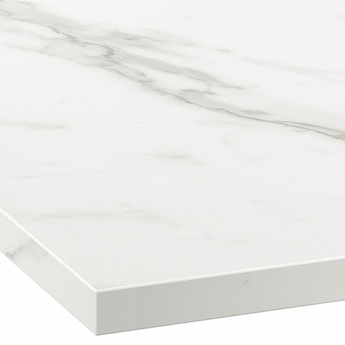 EKBACKEN, countertop, White marble effect / laminate