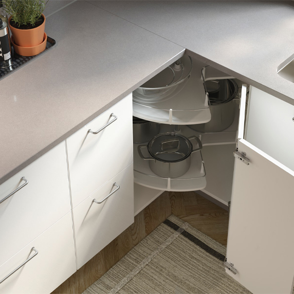 Corner base cabinet carousel