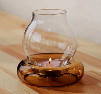 Farolillo de cristal con soporte de cristal oscuro