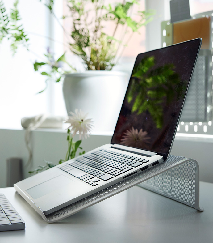 laptop computer on a laptop stand